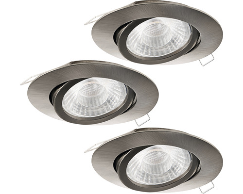 LED Einbauleuchte Eglo GU10 4,8 W 400 lm 3000 K 3-flammig Ø 80 mm nickel-matt IP 20 3 Stück ( 95359 )