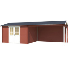 Holzgartenhaus mit Carport und Doppeltür