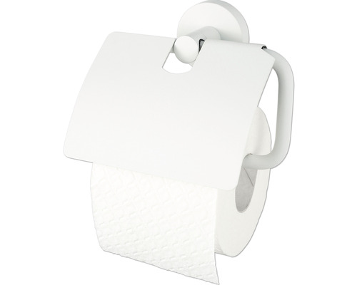 Toilettenpapierhalter Haceka Kosmos mit Deckel weiß matt