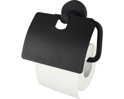 Toilettenpapierhalter Haceka Kosmos mit Deckel schwarz matt