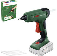 Bosch AdvancedGlue 18V Akku Heißklebepistole mit Klebesticks und Verpackung