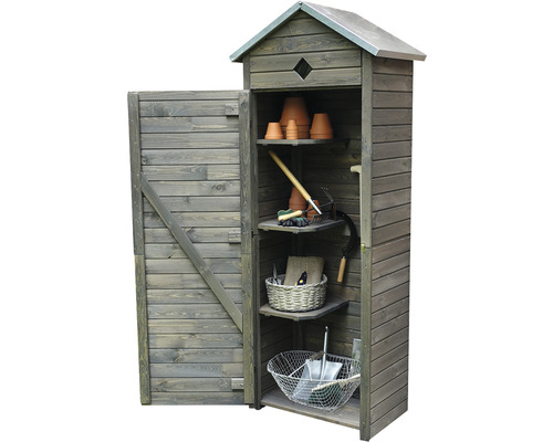 Holz Gartenschrank mit Regalen und Gartengeräten