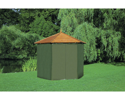 Abdeckung, Wetterschutzumhang promadino für Pavillon Palma 867 x 193 cm grün Gartensauna mit Holzdach im Freien