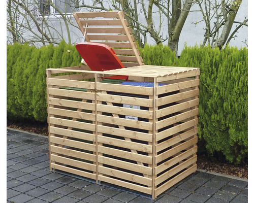 Mülltonnenbox promadino Vario V für 2 Tonnen 148 x 92 x 122 cm natur