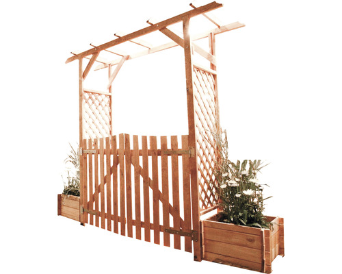 Pergola promadino Bamberg inkl. Türen und Pflanzkästen 240 x 51 x 208 cm braun