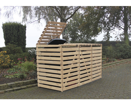 Mülltonnenbox promadino Vario V für 3 Tonnen 219 x 92 x 122 cm natur