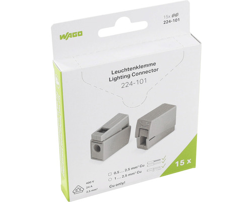 Packung Wago Leuchtenklemmen 224-101 mit 15 Stück