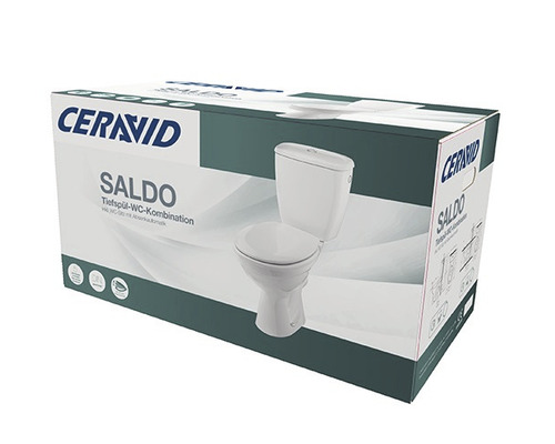 Verpackung einer Ceravid Saldo Tiefspül-WC-Kombination