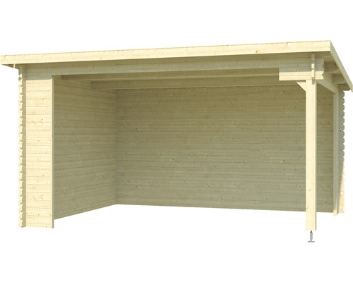 Holzunterstand aus unbehandeltem Holz