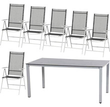 Gartenset mit Tisch und sechs Klappstühlen