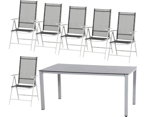 Gartenmöbelset Siena Garden 6 -Sitzer bestehend aus: 6 Stühle,Tisch Metall silber