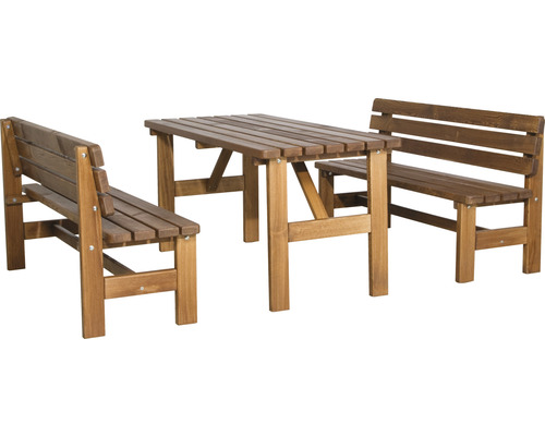Bierzeltgarnitur FUN STAR 2 -Sitzer bestehend aus: 2 Bänke,Tisch Holz holz