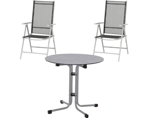 Gartenmöbelset Siena Garden 2 -Sitzer bestehend aus: 2 Stühle,Tisch Metall silber
