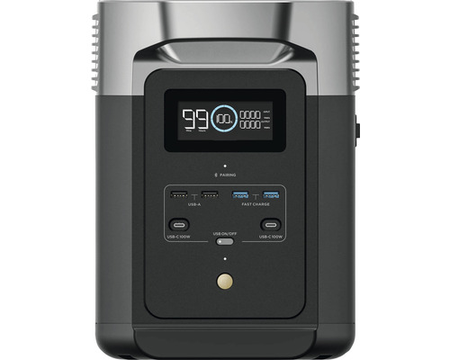 Tragbare Powerstation mit USB-Anschlüssen und Display