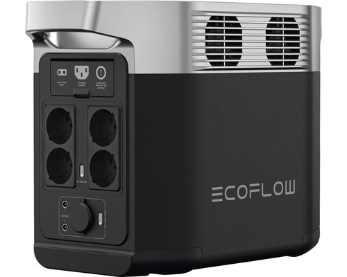 EcoFlow Powerstation mit Steckdosen, Solaranschluss und Lüfter
