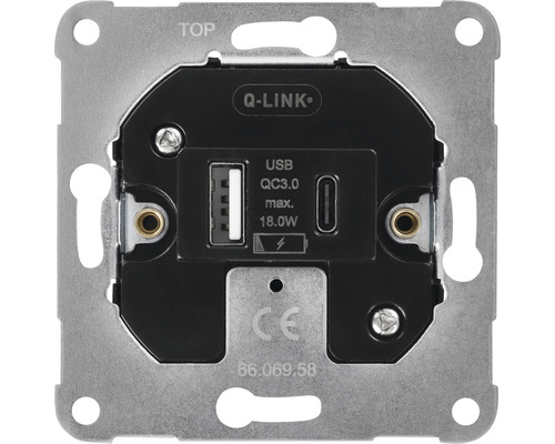 USB-Steckdose QLink USB-A & USB-C (66.069.58), schwarz