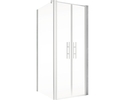 Eckdusche mit zwei Türen und Griffen