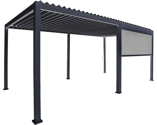 Pergola mit Lamellendach und Seitenteil