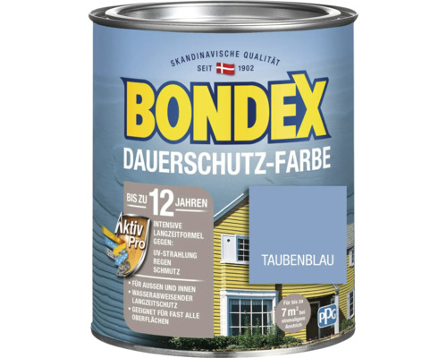 Holzfarbe-Dauerschutzfarbe Bondex taubenblau 750 ml