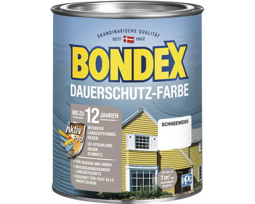 BONDEX Dauerschutz-Holzfarbe schneeweiß 750 ml Bondex Dauerschutzfarbe im Metalleimer