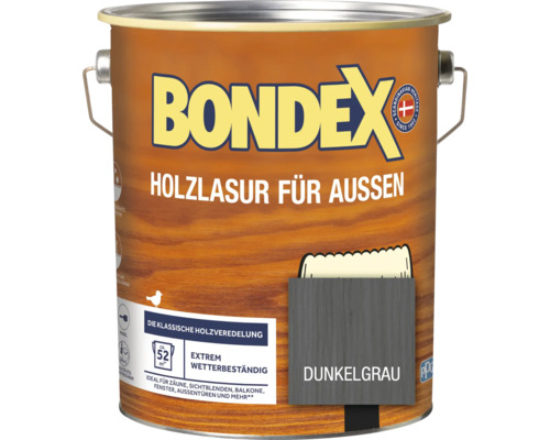 Holzschutz-Lasur Bondex dunkelgrau 4 l