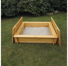 Sandkasten Tessa 100 mit Vollabdeckung Holz 100 x 100 x 24 cm braun