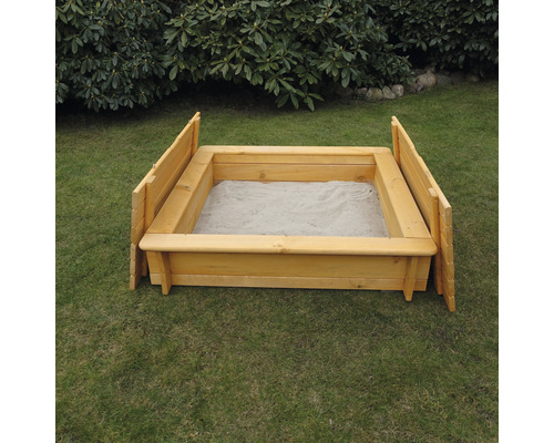 Sandkasten Tessa 100 mit Vollabdeckung Holz 100 x 100 x 24 cm braun