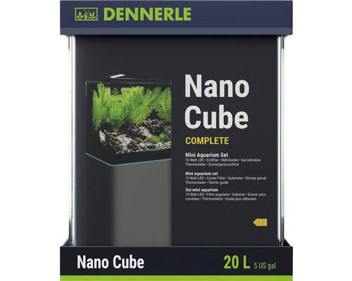 Aquarium DENNERLE Nano Cube Complete, 20 L, LED Beleuchtung Chihiros C 251 inkl. Innenfilter, Abdeckscheibe, Sicherheitsunterlage, Scaper‘s Back Rückwandfolie, Einsteigerbroschüre , Nährboden, Kies und Thermometer