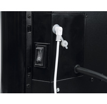 Detailansicht eines Geräts mit Schalter, Kabel und Stecker