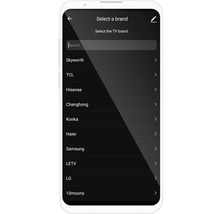 Smartphone-Display mit Markenauswahl für Fernseher