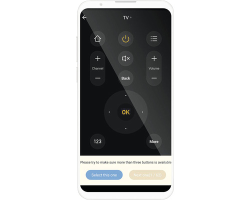 Smartphone-Display mit TV-Fernbedienungs-App