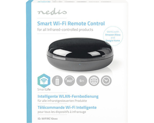 Nedis Logo. Intelligente WLAN-Fernbedienung für alle infrarotgesteuerten Produkte.
