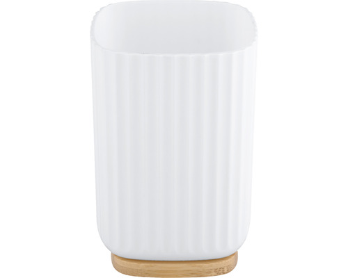 Zahnputzbecher aus Keramik mit Bambusfuß