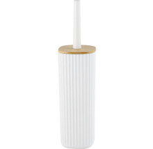 Weiße Toilettenbürste mit Bambusdeckel