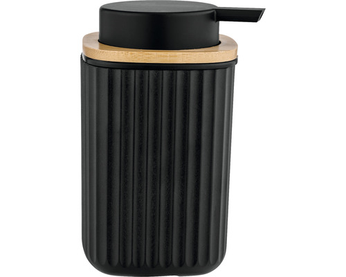 Schwarzer Seifenspender mit Bambusdeckel