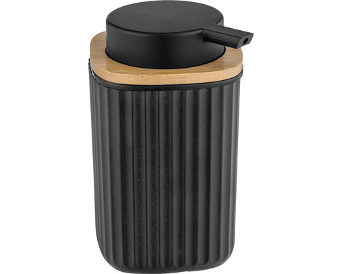 Schwarzer Seifenspender mit Bambusdeckel