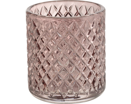 Windlicht aus Glas mit Rautenmuster