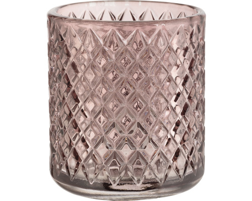 Windlicht aus Glas mit Rautenmuster