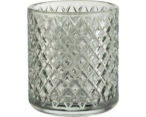 Windlicht aus Glas mit Rautenmuster