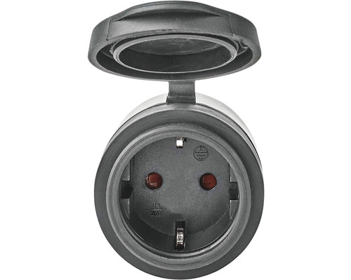 Schutzkontaktsteckdose mit Klappdeckel für den Außenbereich