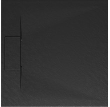 Schwarze Duschwanne mit Ablauf