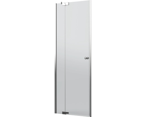 Drehtür für Nische Jungborn Sette 1000x2000 mm Festteil links Echtglas Klar hell chromoptik mit schmutzabweisender Glasbeschichtung und Puffergriff Duschwand aus Glas mit Tür