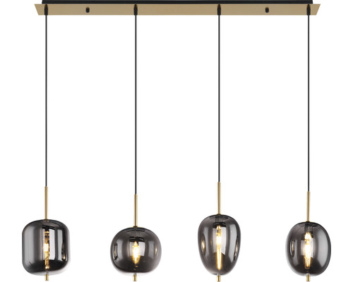 Pendelleuchte mit vier Glaskörpern und Metallaufhängung