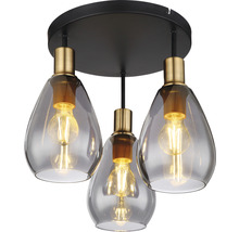 Deckenleuchte mit drei Lampen und Glasschirmen