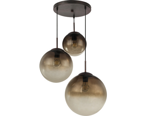 Pendelleuchte mit drei Glaskugeln und Leuchtmitteln