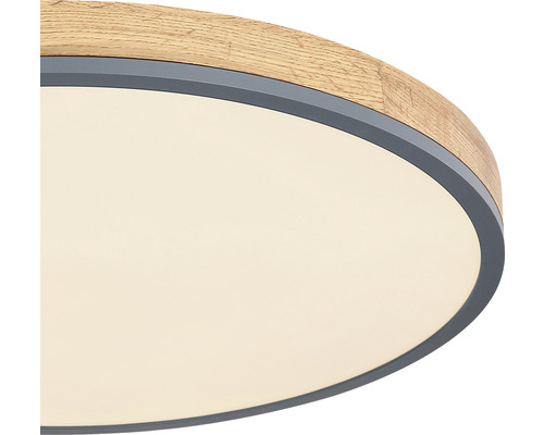 Runde Deckenleuchte mit Holzrahmen