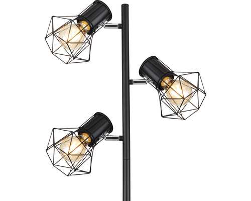 Stehleuchte mit drei Leuchten im geometrischen Design