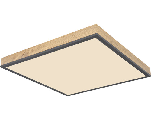 Quadratische LED Deckenleuchte mit Holzrahmen