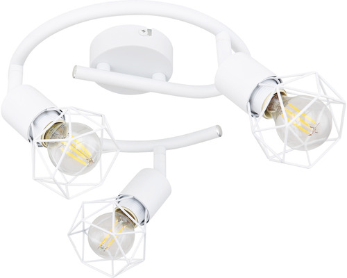 Deckenleuchte mit drei Lampen und geometrischen Lampenschirmen