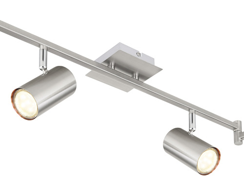 Zwei Lampen an einer silberfarbenen Schiene für die Deckenbeleuchtung